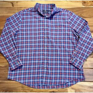 Vineyard Vines Performance Flannel Classic Tucker Shirt Size XL Blue Plaid